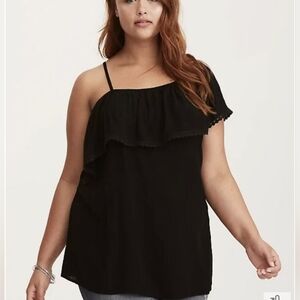 NWT Torrid One Shoulder Gauze Top - black size 1 (14-16)